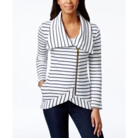 Tommy Hilfiger Sweaters - Tommy Hilfiger Felina Striped Asymmetrical Jacket